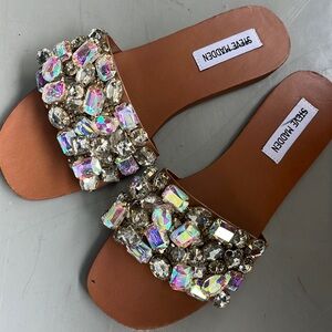 Steve Madden Embellished Slide Sandals with Iridescent Gems